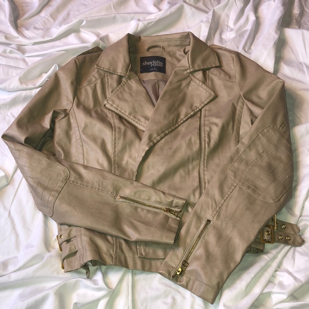 Tan Faux Leather Jacket